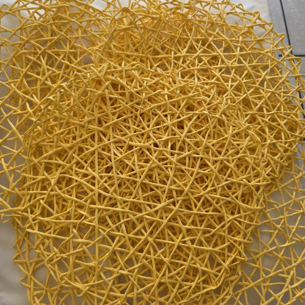 Set Of 7 Yellow Woven Placemat